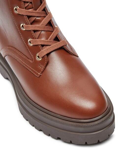 TH ELASTIC RIB LACEUP Ghete din piele cu șireturi coniac maro - Pantofi femei