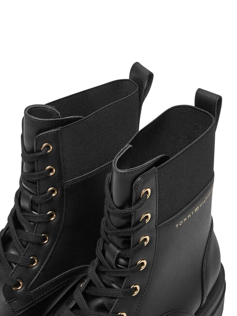 TH ELASTIC RIB LACEUP Ghete din piele cu șireturi negru - Pantofi femei