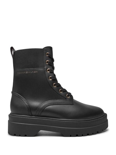 TH ELASTIC RIB LACEUP Ghete din piele cu șireturi negru - Pantofi femei