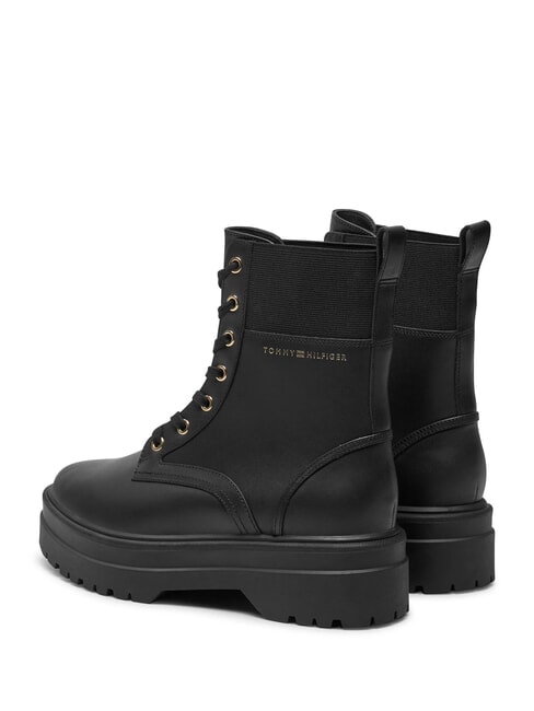 TH ELASTIC RIB LACEUP Ghete din piele cu șireturi negru - Pantofi femei