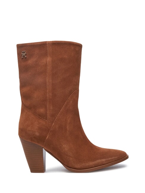 MID COWBOY Ghete texane din piele &icirc;ntoarsă maro - Pantofi femei