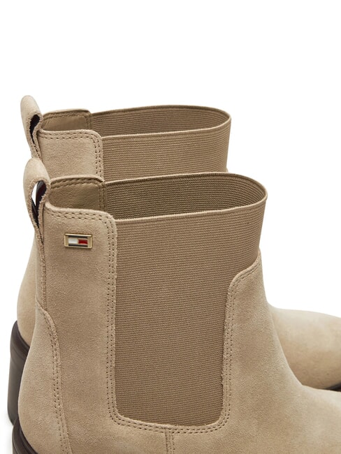 FLAG MID HEEL Ghete din piele &icirc;ntoarsă bej - Pantofi femei