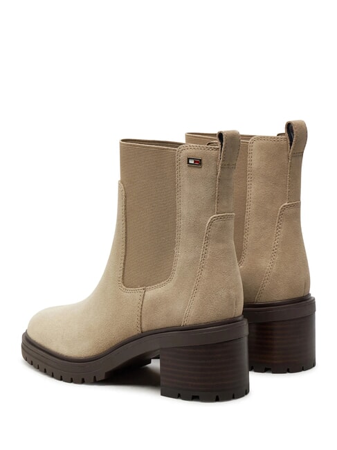 FLAG MID HEEL Ghete din piele &icirc;ntoarsă bej - Pantofi femei