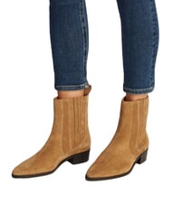 TOMMY HILFIGER COWBOY CHELSEA Ghete cu v&acirc;rf ascuțit din piele &icirc;ntoarsă kaki - Pantofi femei - 5