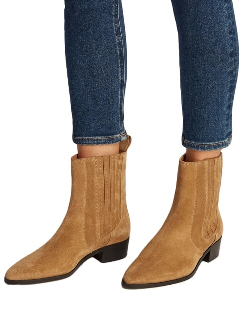 COWBOY CHELSEA Ghete cu v&acirc;rf ascuțit din piele &icirc;ntoarsă kaki - Pantofi femei