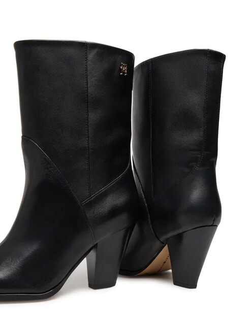 MID COWBOY Ghete din piele cu toc negru - Pantofi femei