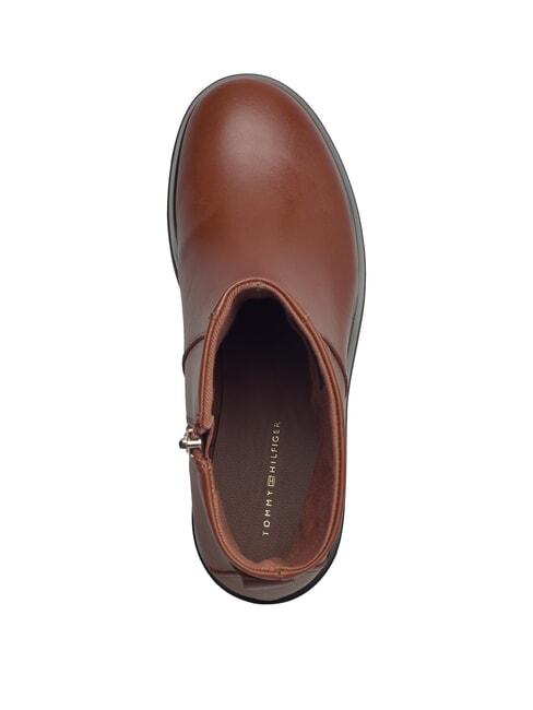 TH CHAIN Ghete joase din piele cu fermoar coniac maro - Pantofi femei