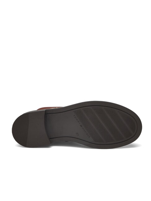 TH CHAIN Ghete joase din piele cu fermoar coniac maro - Pantofi femei