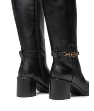 TOMMY HILFIGER TH CHAIN Ghete &icirc;nalte din piele cu lanț negru - Pantofi femei - 5