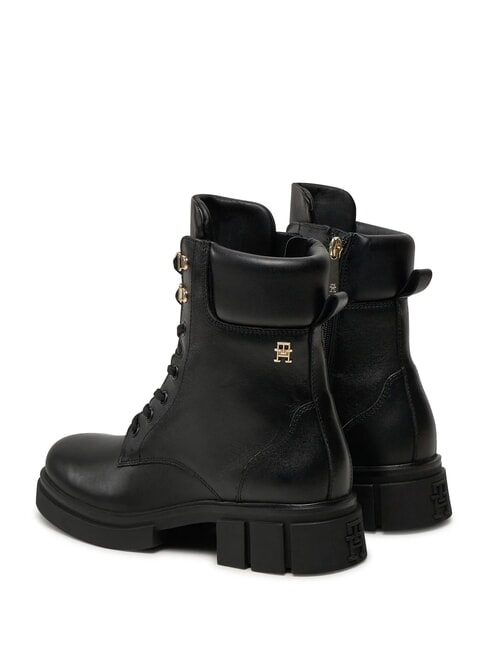 LACE -UP BIKE Ghete din piele cu șireturi negru - Pantofi femei