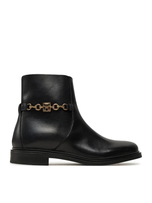TH CHAIN Ghete joase din piele cu fermoar negru - Pantofi femei