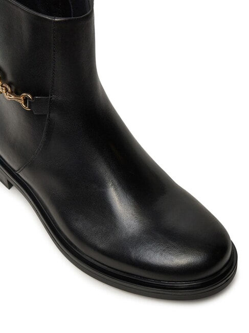 TH CHAIN Ghete joase din piele cu fermoar negru - Pantofi femei