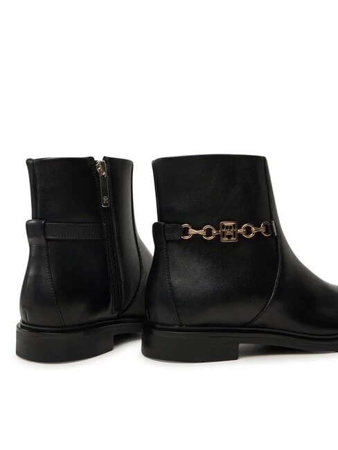 TH CHAIN Ghete joase din piele cu fermoar negru - Pantofi femei