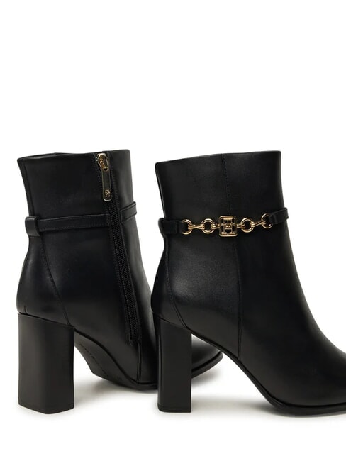TH CHAIN Ghete din piele pentru gleznă negru - Pantofi femei