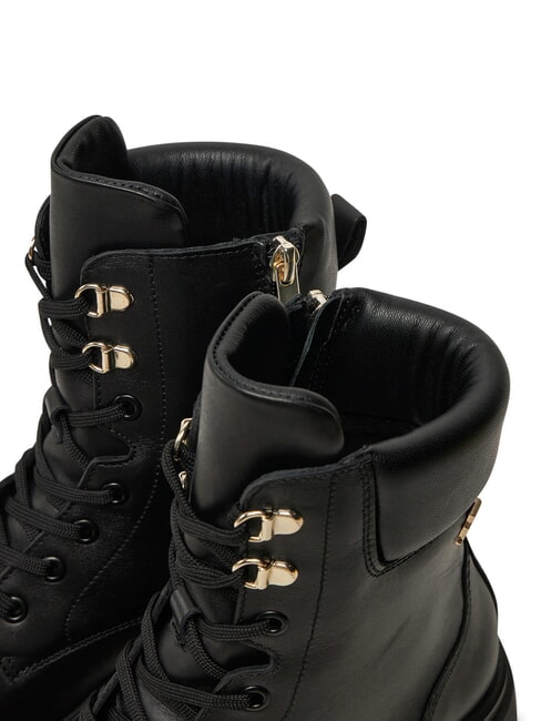 LACE -UP BIKE Ghete din piele cu șireturi negru - Pantofi femei
