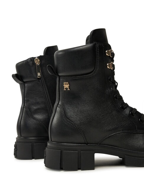 LACE -UP BIKE Ghete din piele cu șireturi negru - Pantofi femei