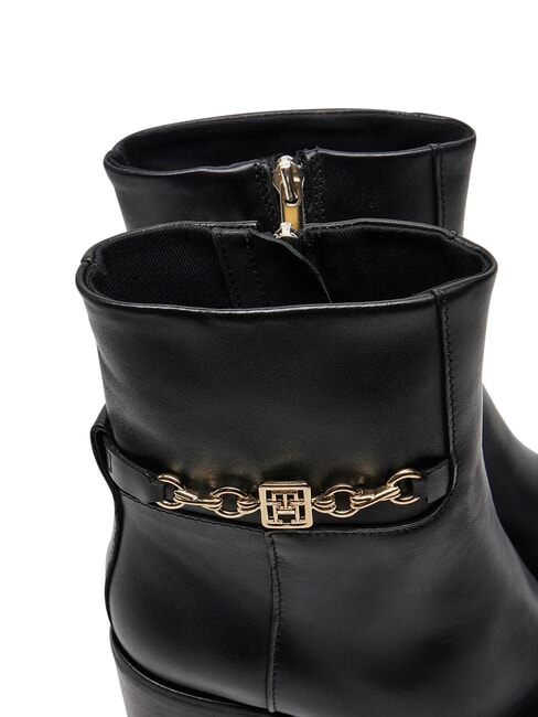 TH CHAIN Ghete din piele cu lanț negru - Pantofi femei