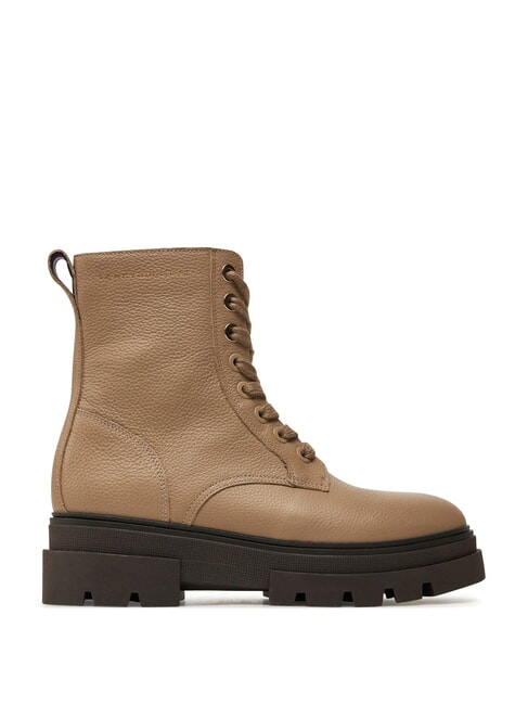 BICOLOR Ghete din piele cu șireturi bej - Pantofi femei