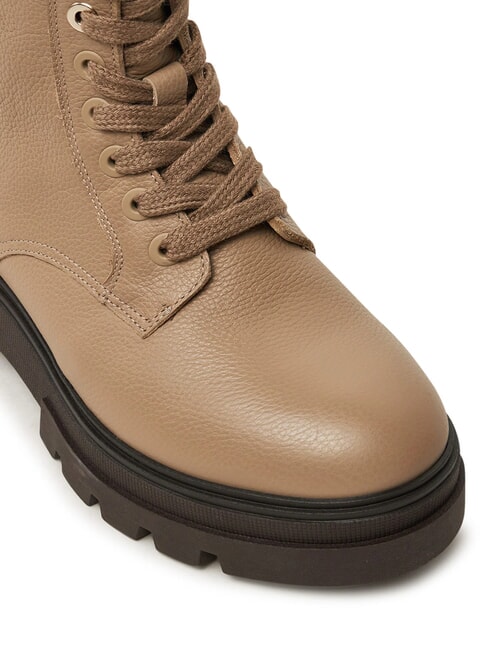 BICOLOR Ghete din piele cu șireturi bej - Pantofi femei