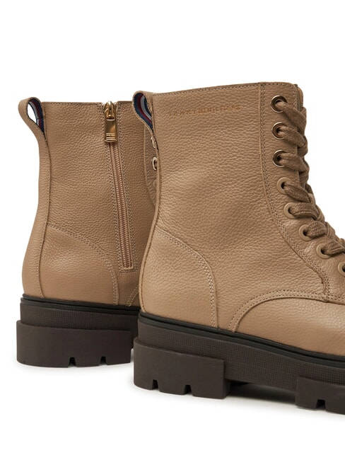 BICOLOR Ghete din piele cu șireturi bej - Pantofi femei