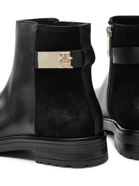 TH Ghete joase din piele &icirc;ntoarsă și piele &icirc;ntoarsă negru - Pantofi femei