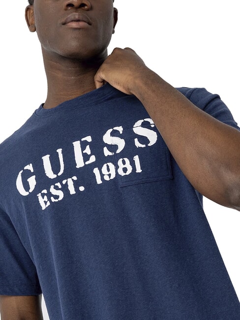 MARINA PRINT Tricou cu m&acirc;necă scurtă și buzunar albastru infinit - tricou