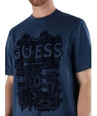 GUESS FLOCK Tricou cu m&acirc;necă scurtă, croială regulată albastru infinit - tricou - 3