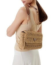 GUESS IRENE Geantă de umăr țesută, geantă crossbody natural / coniac - Genți femei - 5