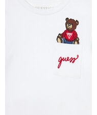 GUESS KIDS Tricou cu m&acirc;necă lungă cu ursuleț de pluș alb purpuriu - Tricou copil - 3