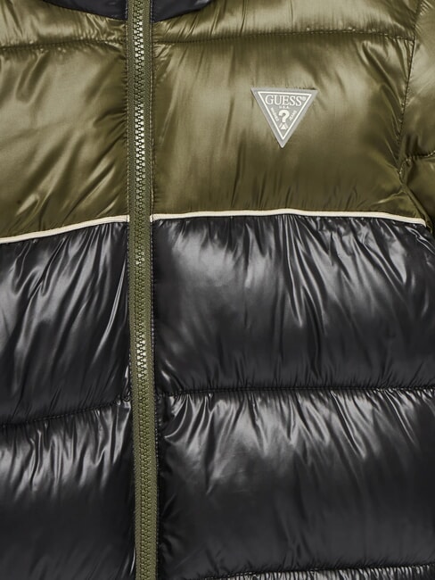 KIDS Jachetă de puf bicoloră pentru copii cu glugă combinație verde/negru - Jachete pentru copii