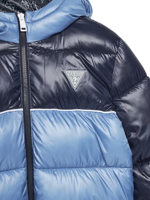 KIDS Jachetă de puf bicoloră pentru copii cu glugă culoare albastră tonală - Jachete pentru copii