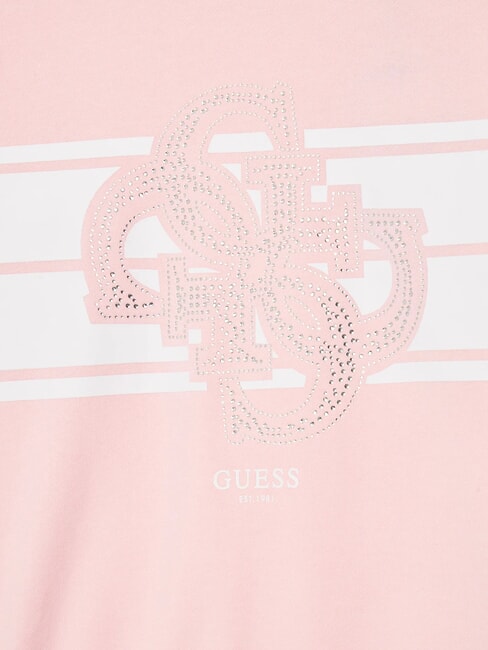 KIDS Hanorac cu guler rotund, logo și strasuri roz vată de zahăr - Hanorac pentru bebeluși