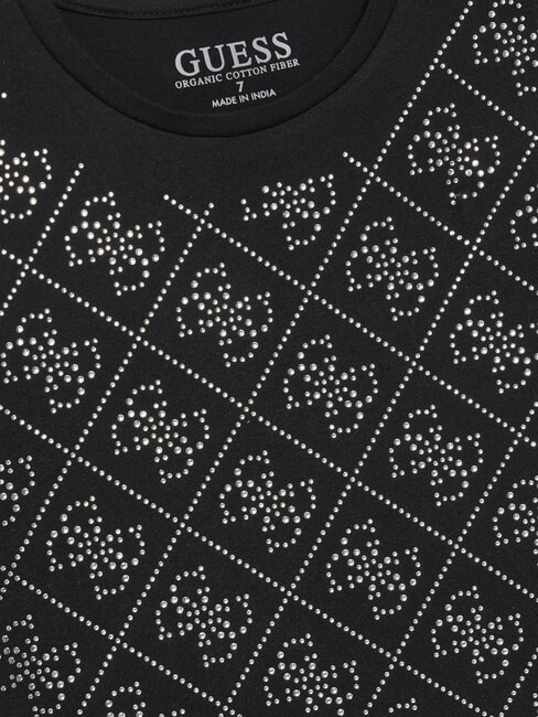 KIDS Tricou cu m&acirc;necă scurtă și logo cu strasuri jetbla - Tricou copil