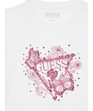 GUESS KIDS Tricou cu m&acirc;necă scurtă, broderie și paiete alb purpuriu - Tricou copil - 3