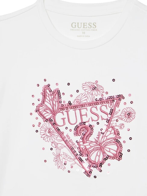 KIDS Tricou cu m&acirc;necă scurtă, broderie și paiete alb purpuriu - Tricou copil