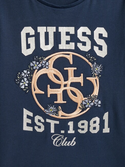 KIDS Tricou cu m&acirc;necă scurtă, imprimeu și broderie albastru secret - Tricou copil