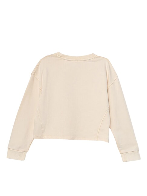 KIDS Hanorac cu guler rotund pentru fete, cu broderie cu logo bujor piersică - Hanorac pentru bebeluși