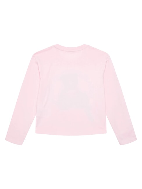 KIDS Tricou cu m&acirc;necă lungă și ursuleț de pluș roz vată de zahăr - Tricou copil