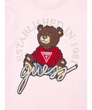 GUESS KIDS Tricou cu m&acirc;necă lungă și ursuleț de pluș roz vată de zahăr - Tricou copil - 3