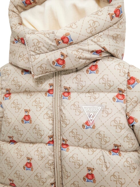 KIDS MINI ME Costum de zăpadă cu glugă 4g bej rustic aop - Salopete și ținute pentru bebeluși