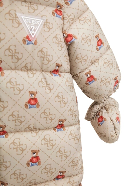 KIDS MINI ME Costum de zăpadă cu glugă 4g bej rustic aop - Salopete și ținute pentru bebeluși