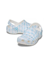 CROCS CLASSIC GINGHAM Papuci sabot imprimați pentru femei alb/albastru - Pantofi femei - 5