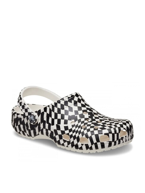 CLASSIC WARPED Papuci sabot unisex cu imprimeu alb negru - Pantofi unisex