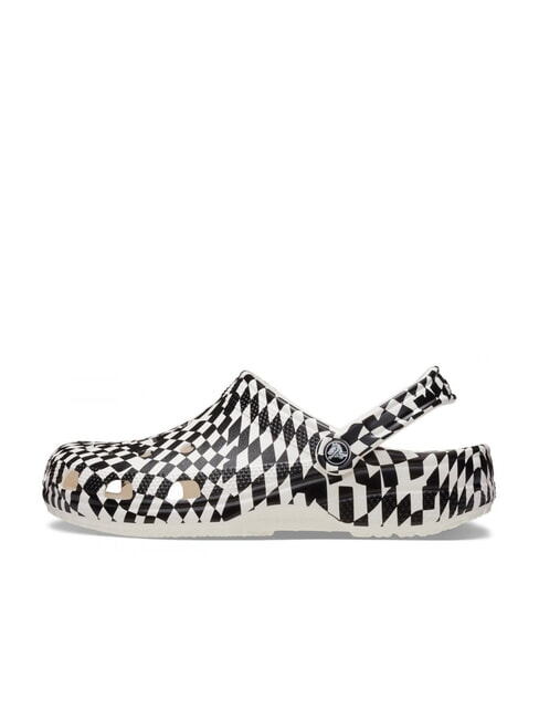 CLASSIC WARPED Papuci sabot unisex cu imprimeu alb negru - Pantofi unisex