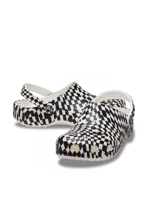 CLASSIC WARPED Papuci sabot unisex cu imprimeu alb negru - Pantofi unisex