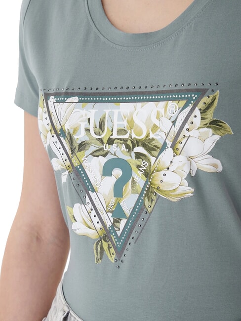 CAMELIA TRIANGLE Tricou cu m&acirc;necă scurtă, imprimeu și aplicații gri metalic greu - tricou