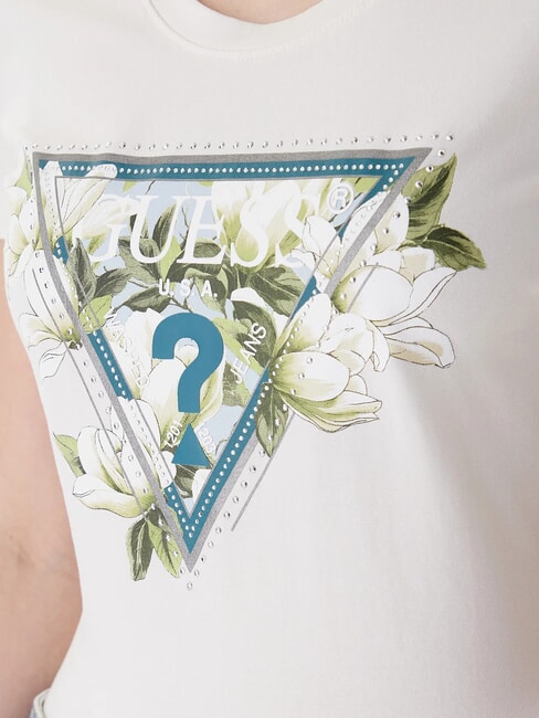 CAMELIA TRIANGLE Tricou cu m&acirc;necă scurtă, imprimeu și aplicații cremwhi - tricou