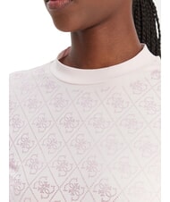 GUESS MOCK NECK ALL OVER 4G Tricou slim fit cu strasuri roz delicat - tricou - 3