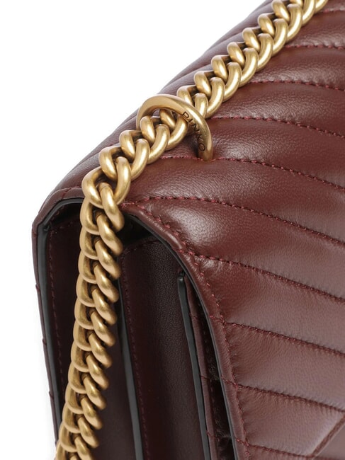 CLASSIC LOVE ONE Geanta din piele Nappa vin de burgundă - aur antic - Genți femei