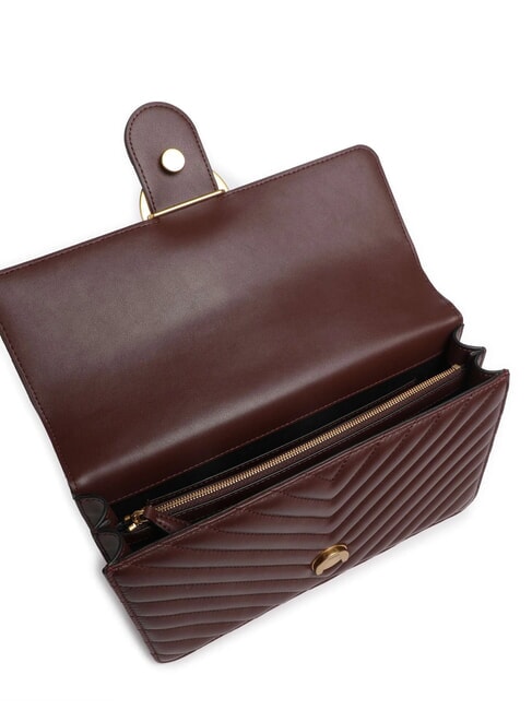 CLASSIC LOVE ONE Geanta din piele Nappa vin de burgundă - aur antic - Genți femei